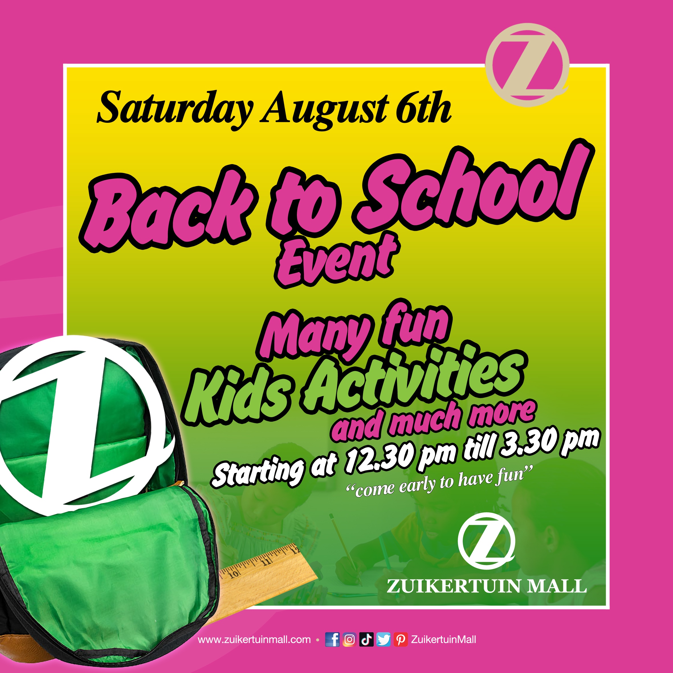 Back to school event Saturday August 6th